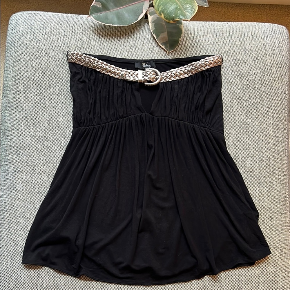 Sky Black Blouse with Silver Accents